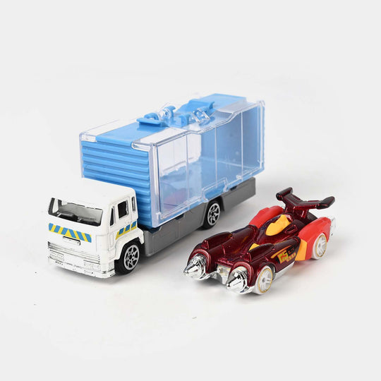 Mini Metal Container Truck with Die-Cast Car