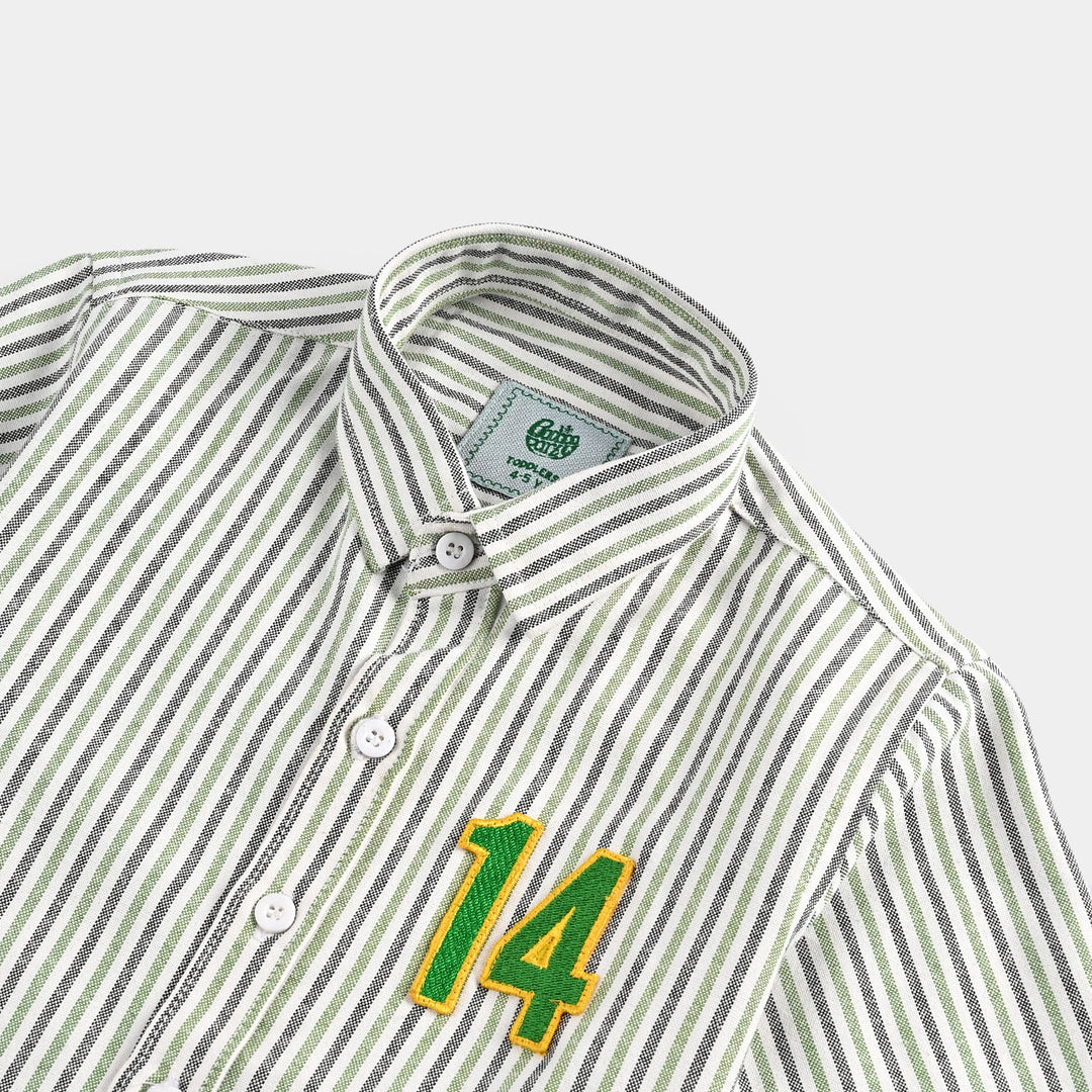 Boys Yarn Dyed Shirt-Green Stripe