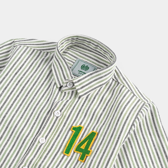 Boys Yarn Dyed Shirt-Green Stripe