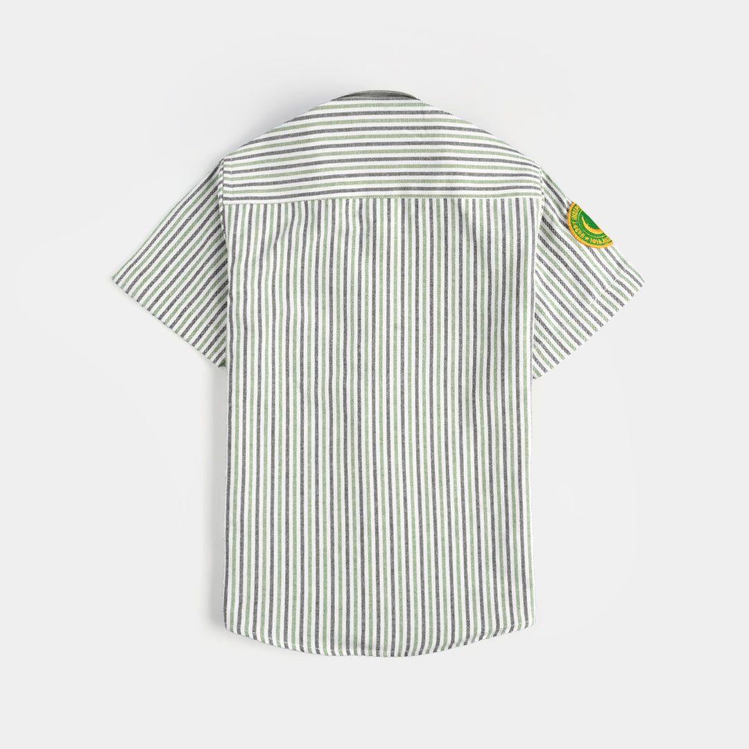 Boys Yarn Dyed Shirt-Green Stripe
