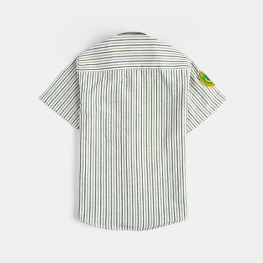 Boys Yarn Dyed Shirt-Green Stripe