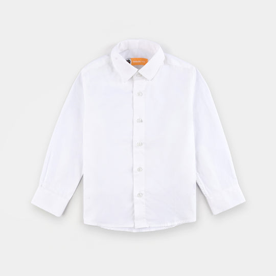 Boys Cotton Poplin Formal Shirt - WHITE
