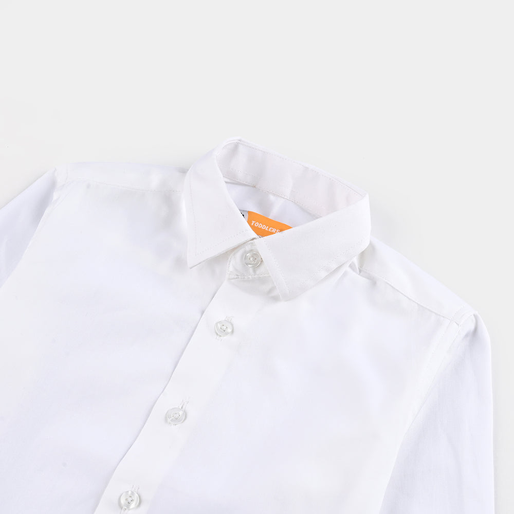 Boys Cotton Poplin Formal Shirt - WHITE