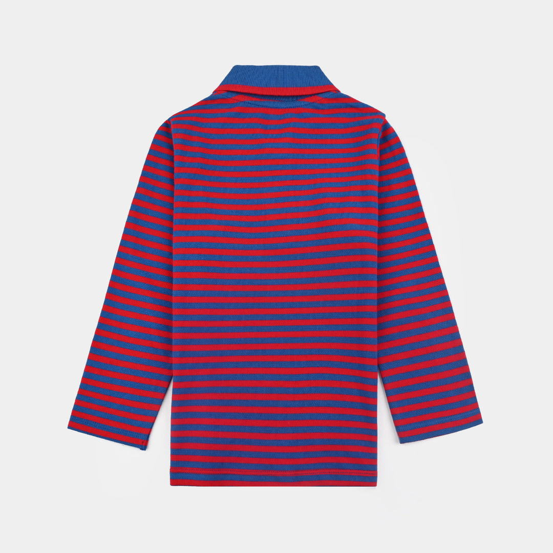 Boys Jumbo Pique Polo F/S-C.Blue