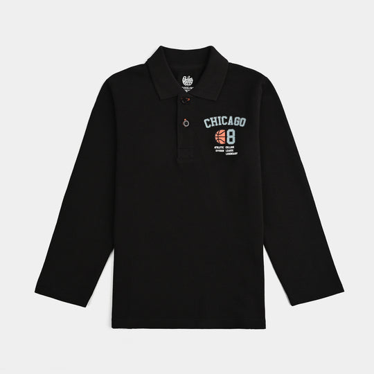 Boys Jumbo Pique Polo F/S Chicago - BLACK