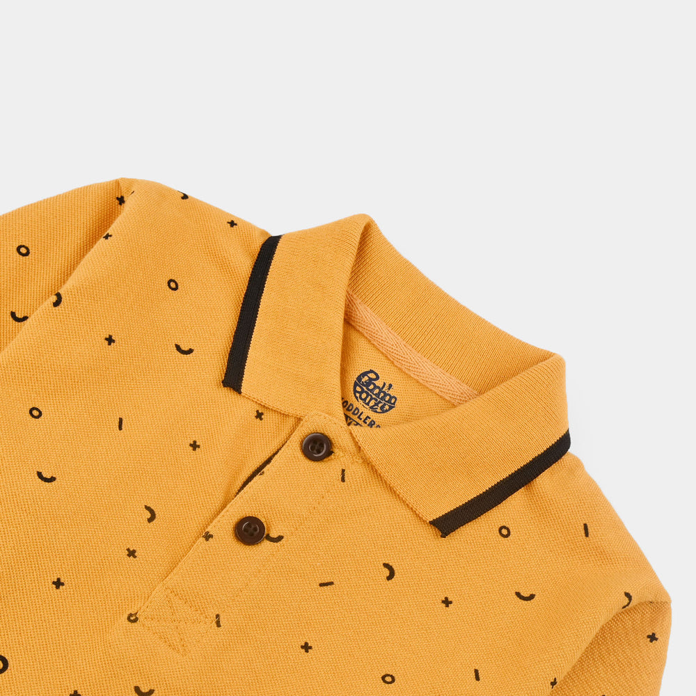 Boys Jumbo Pique Polo F/S Shapes-Sun Flower