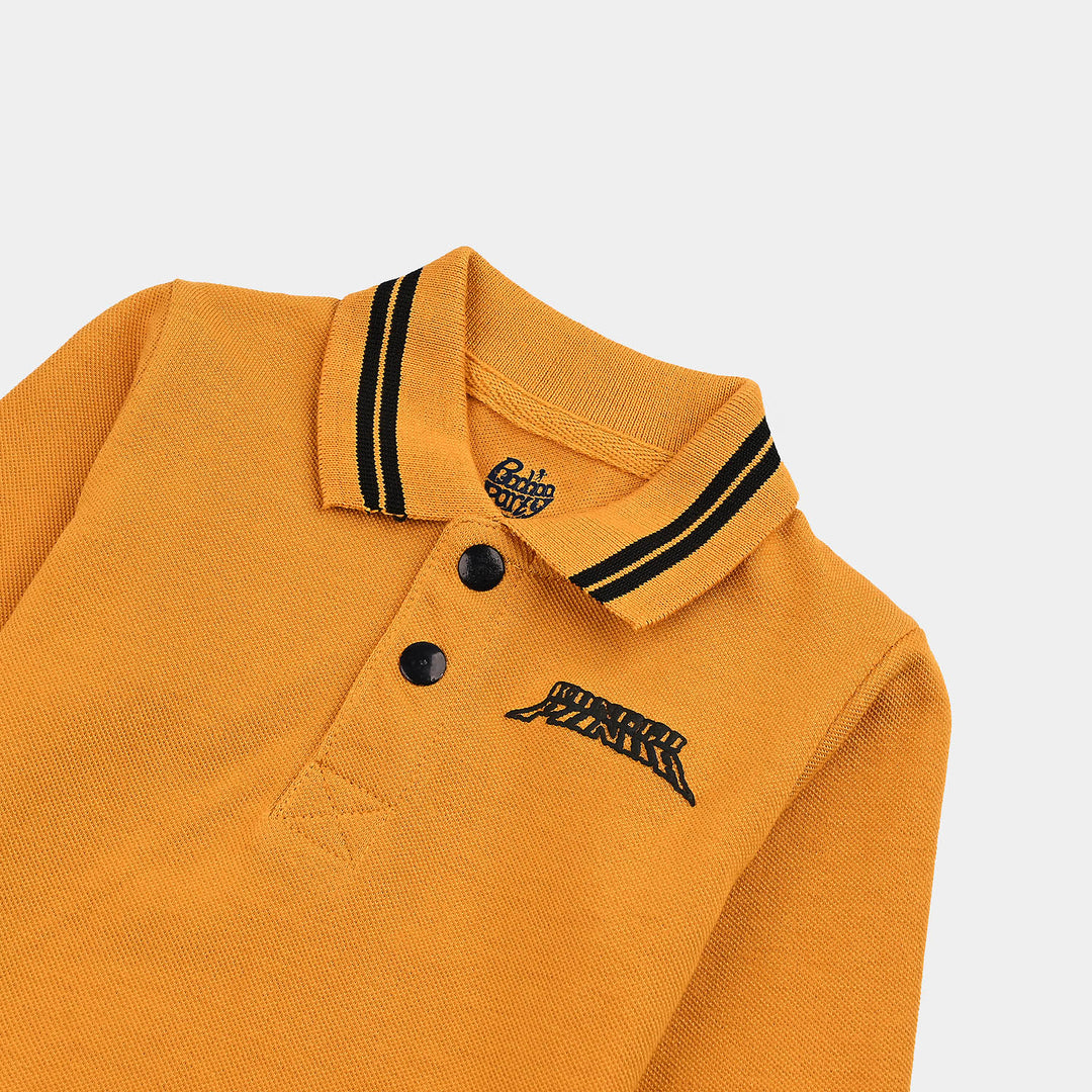 Infant Boys Jumbo Pique Polo F/S Panda-Sun Flower