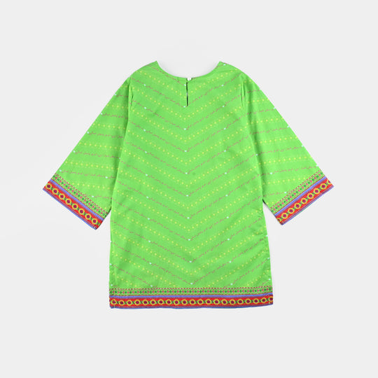 Girls Cotton Printed Kurti Qoumi Tarana Ind-L.Green