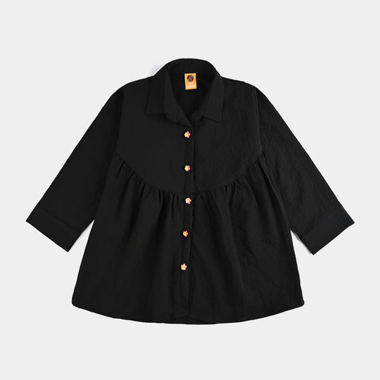 Girls Poly Mesh Casual Top Blended - BLACK