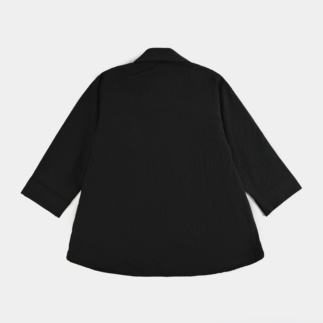 Girls Poly Mesh Casual Top Blended - BLACK
