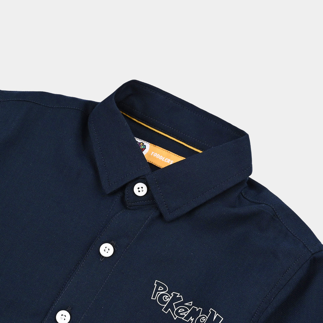 Boys Cotton Twill Shirt F/S- NAVY