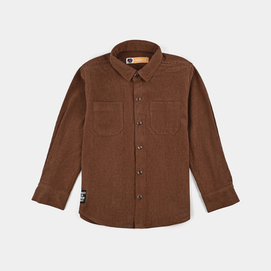Boys Corduroy Shirt F/S (Today) - BROWN