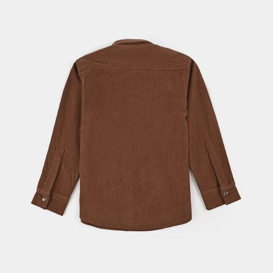 Boys Corduroy Shirt F/S (Today) - BROWN