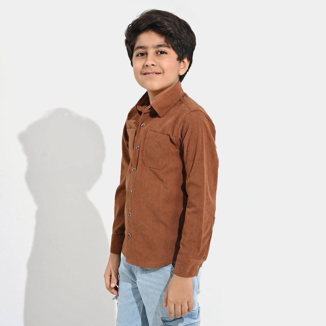 Boys Corduroy Shirt F/S (Today) - BROWN