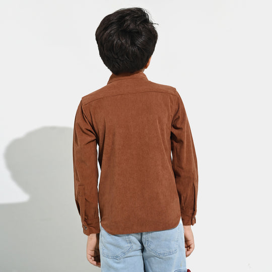 Boys Corduroy Shirt F/S (Today) - BROWN