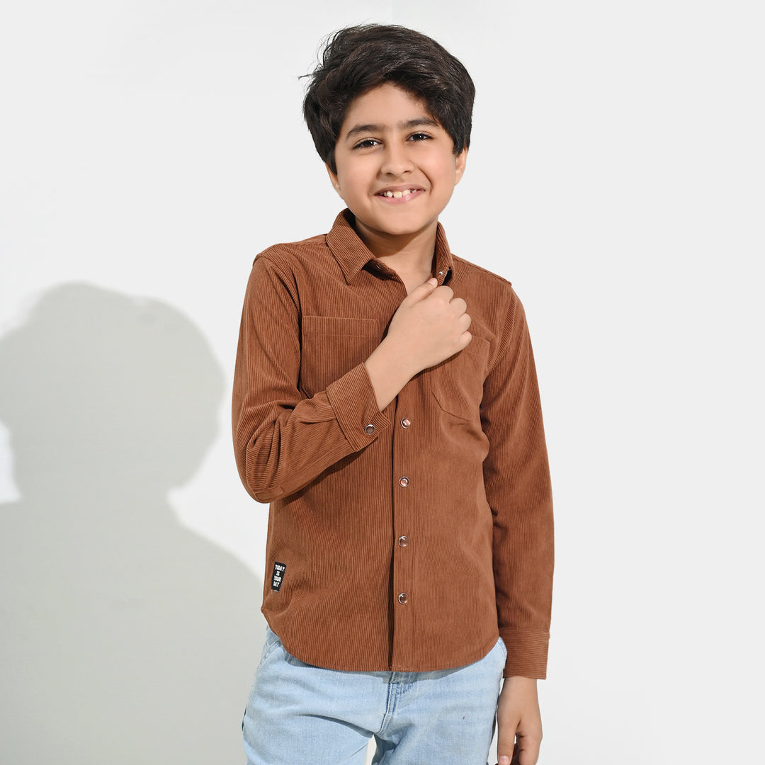 Boys Corduroy Shirt F/S (Today) - BROWN