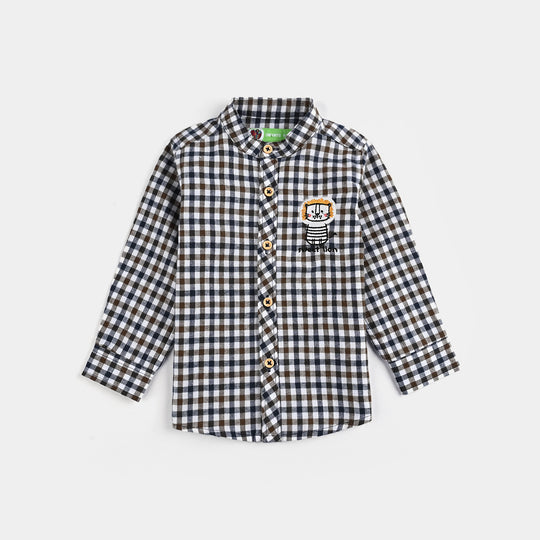 Infant Boys Yarn Dyed Shirt F/S (Rustic Navy) - Multi Check