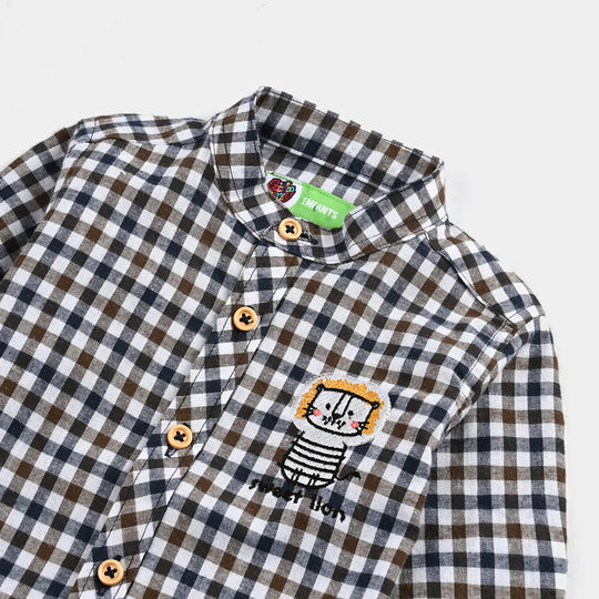 Infant Boys Yarn Dyed Shirt F/S (Rustic Navy) - Multi Check