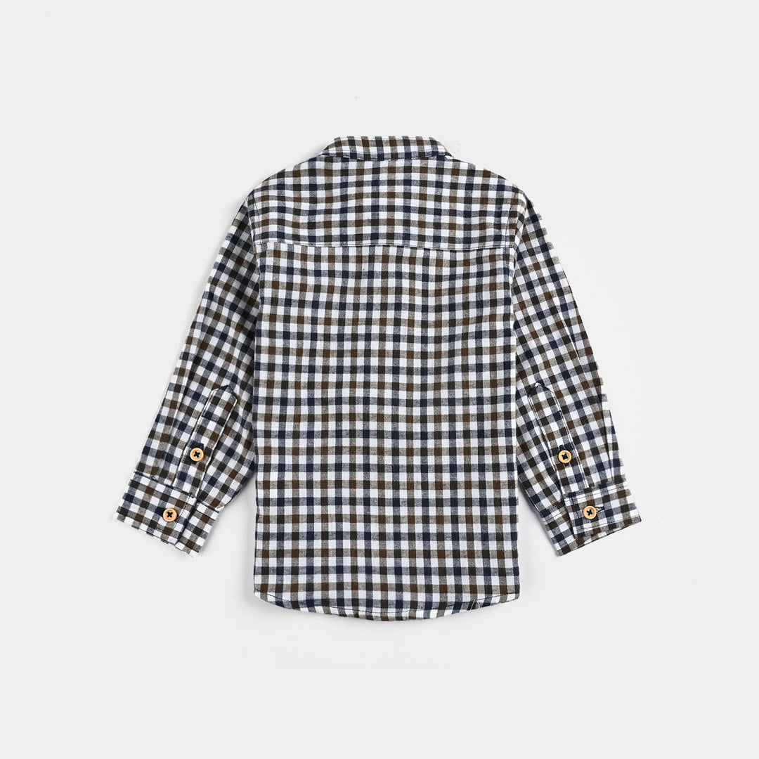 Infant Boys Yarn Dyed Shirt F/S (Rustic Navy) - Multi Check