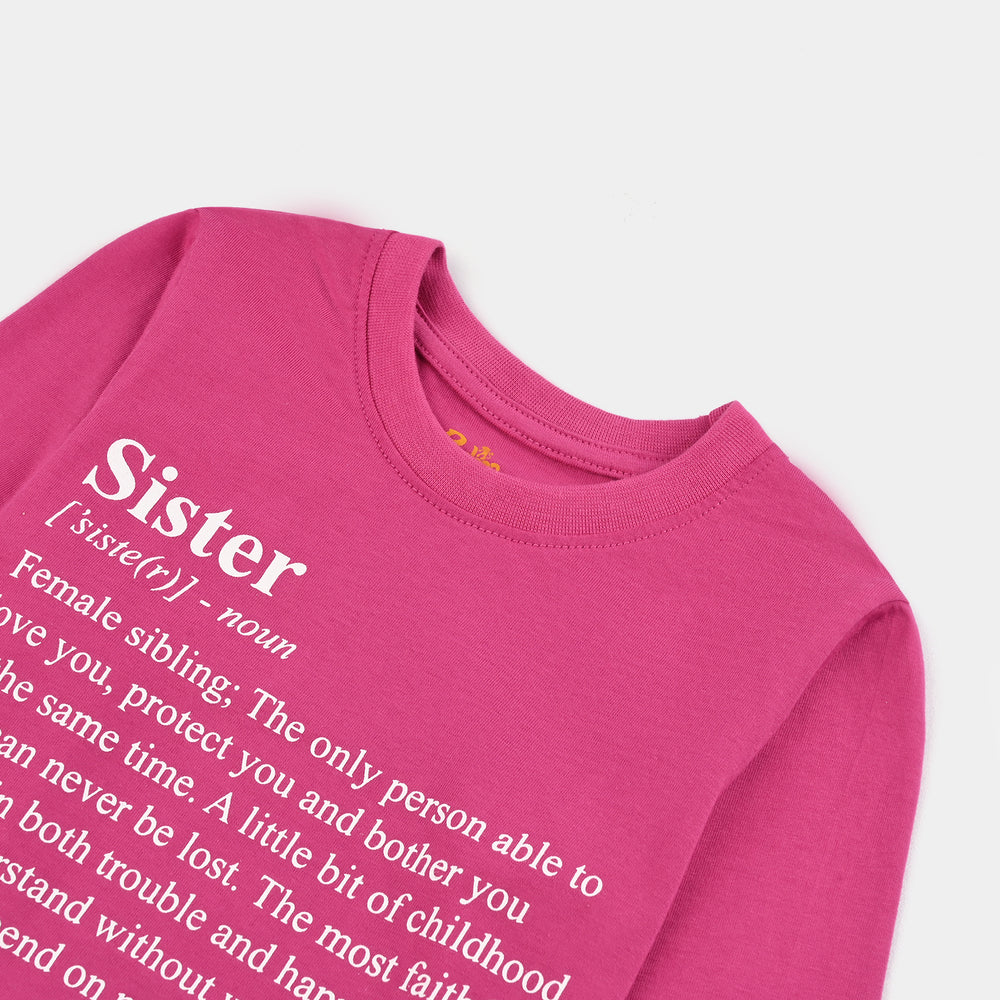 Girls Cotton Jersey T-Shirt F/S SISTER-Purple