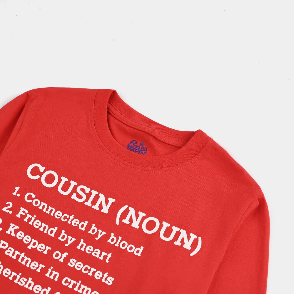 Girls Cotton Jersey T-Shirt F/S Cousin (Nown)-H.R.Red