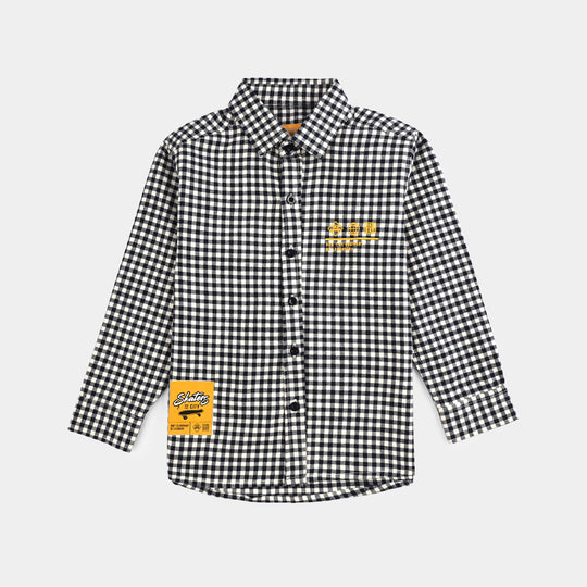 Boys Flannel Shirt (Skater) - White Check