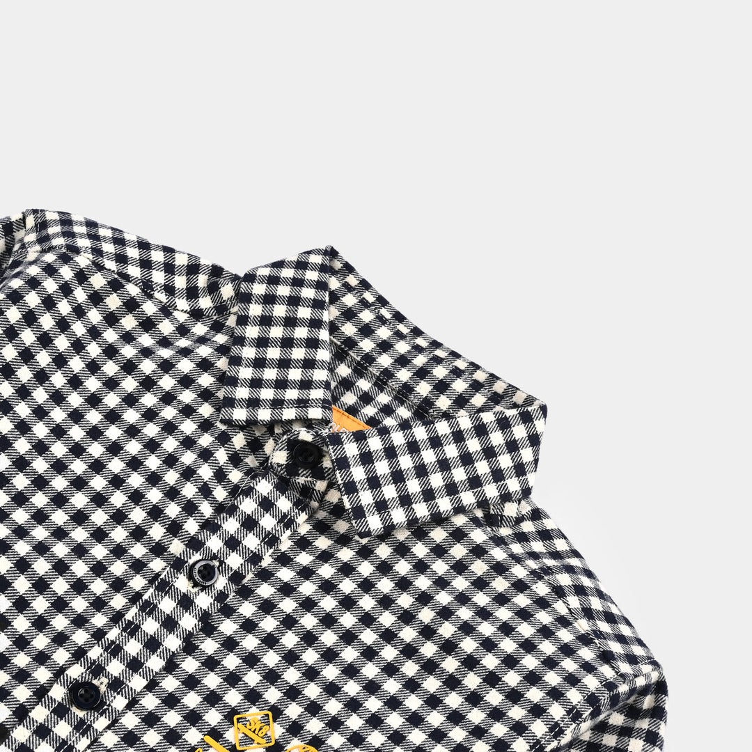Boys Flannel Shirt (Skater) - White Check