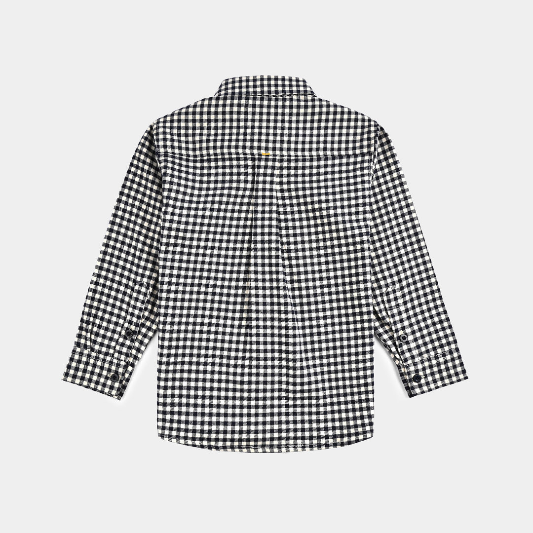 Boys Flannel Shirt (Skater) - White Check