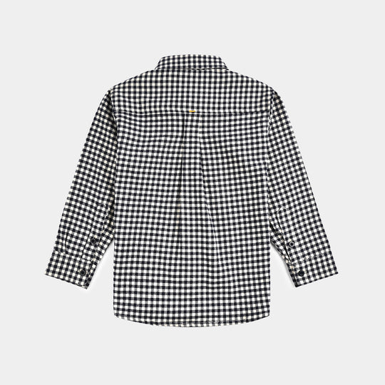 Boys Flannel Shirt (Skater) - White Check