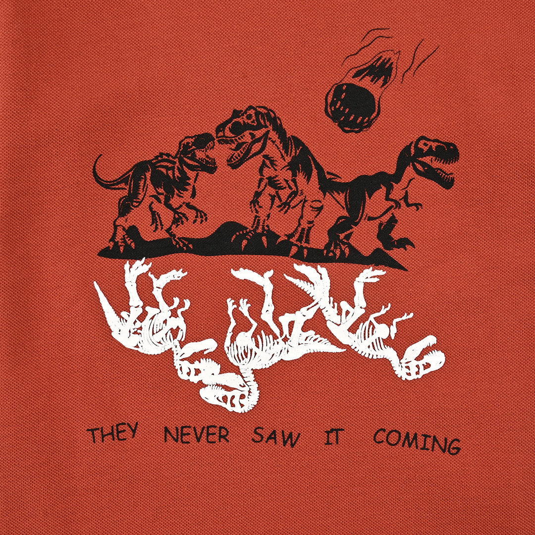 Boys Jumbo Pique T-Shirt H/S Dinosaur - Burnt Orange