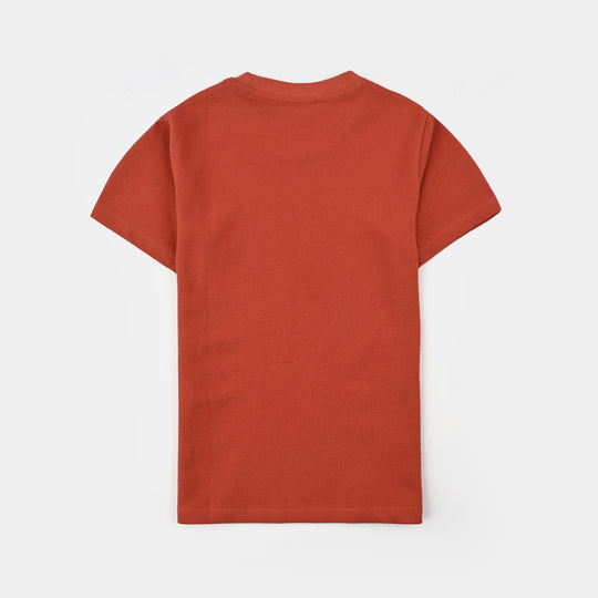 Boys Jumbo Pique T-Shirt H/S Dinosaur - Burnt Orange