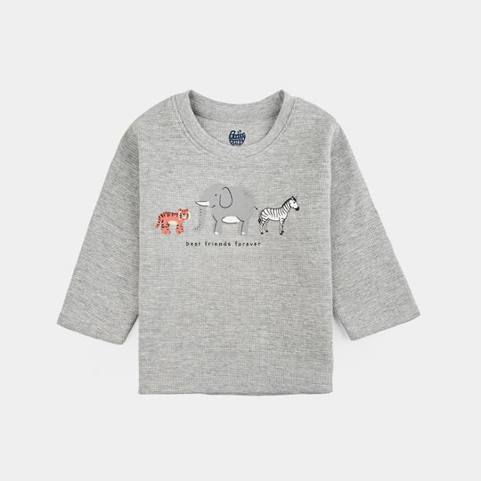Infant Boys Thermal T-Shirt F/S Friends Forever-Htr.Grey