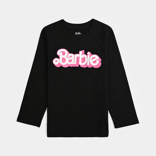 Girls Cotton Jersey T-Shirt F/S-BLACK