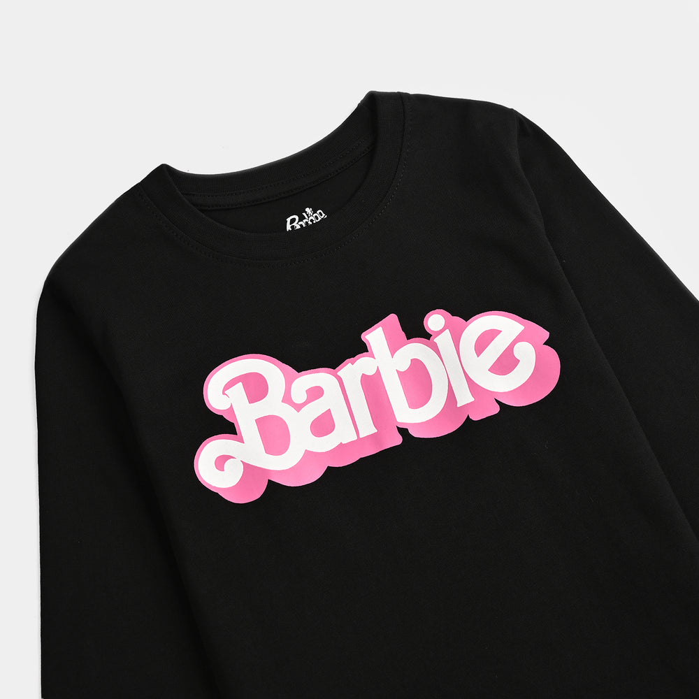 Girls Cotton Jersey T-Shirt F/S-BLACK