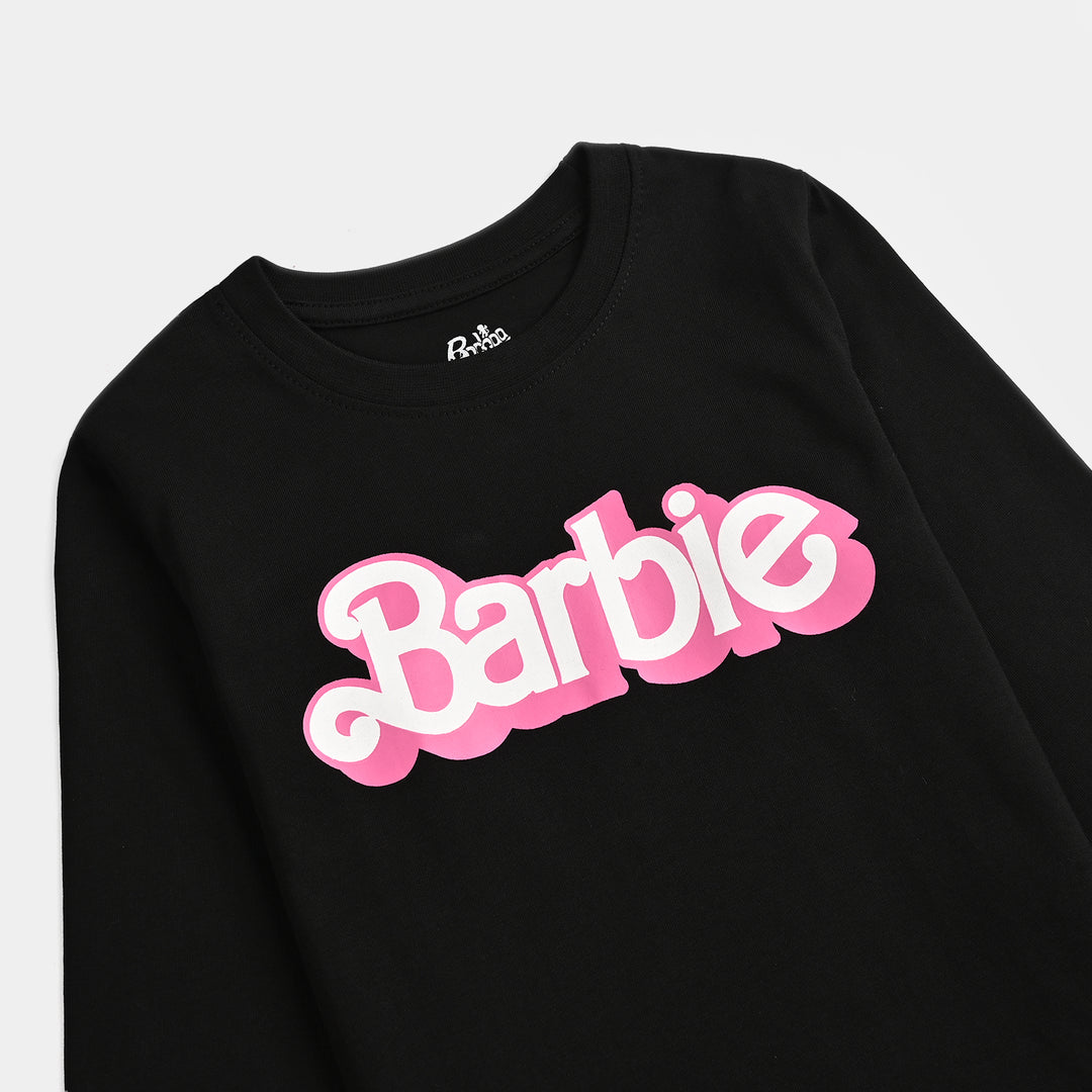 Girls Cotton Jersey T-Shirt F/S-BLACK