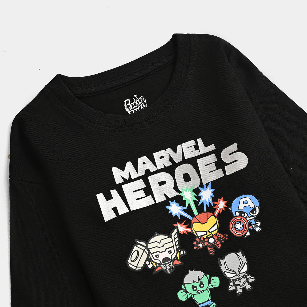 Infant Boys Cotton Jersey T-Shirt F/S Heroes-BLACK