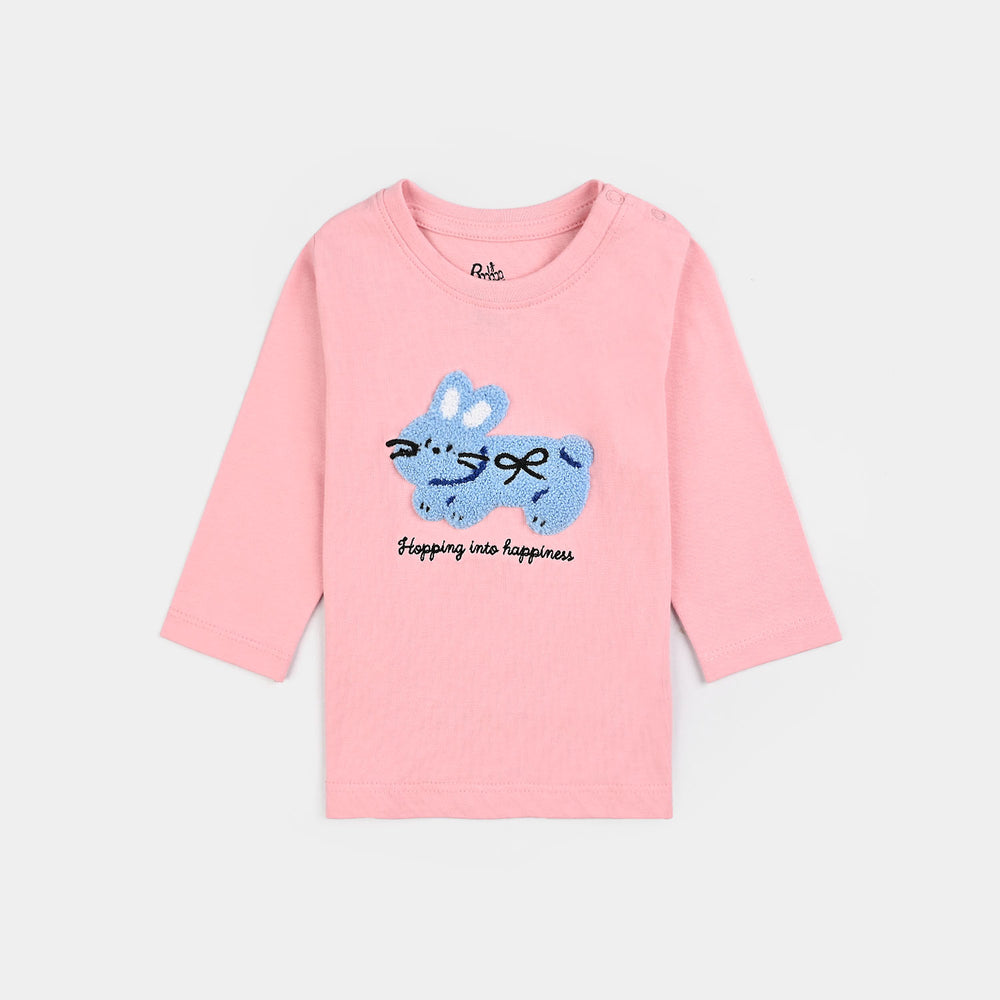 Infant Girls Cotton Jersey T-Shirt F/S Into Happiness-Candy Pink