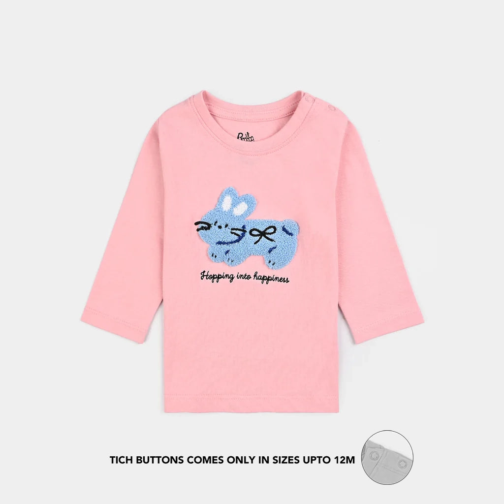 Infant Girls Cotton Jersey T-Shirt F/S Into Happiness-Candy Pink