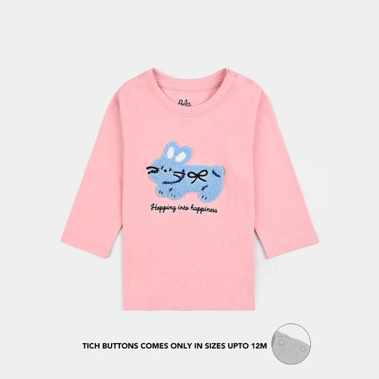 Infant Girls Cotton Jersey T-Shirt F/S Into Happiness-Candy Pink