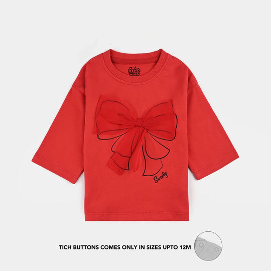 Infant Girls Cotton Jersey T-Shirt - Red