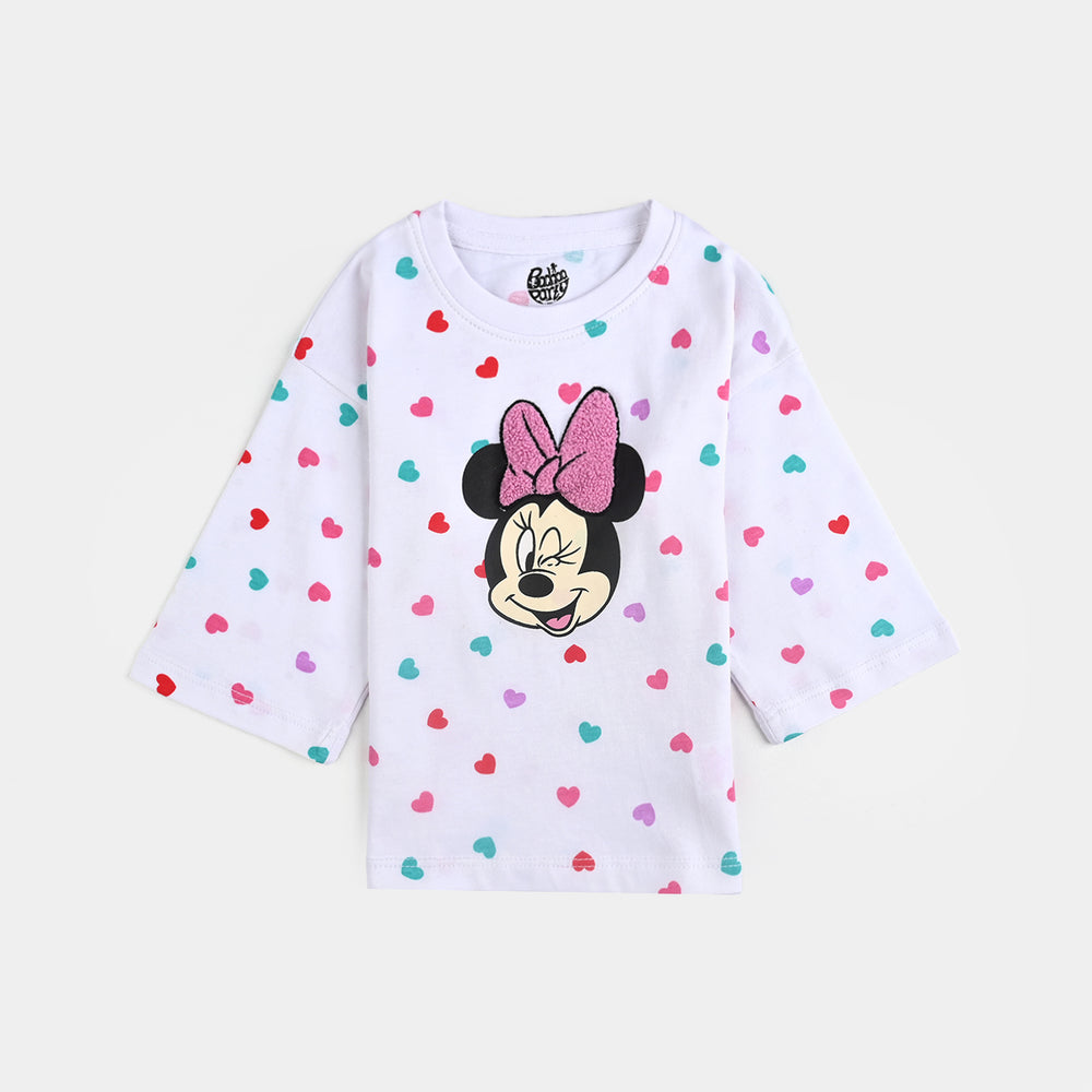 Infant Girls Cotton Jersey T-Shirt F/S-White
