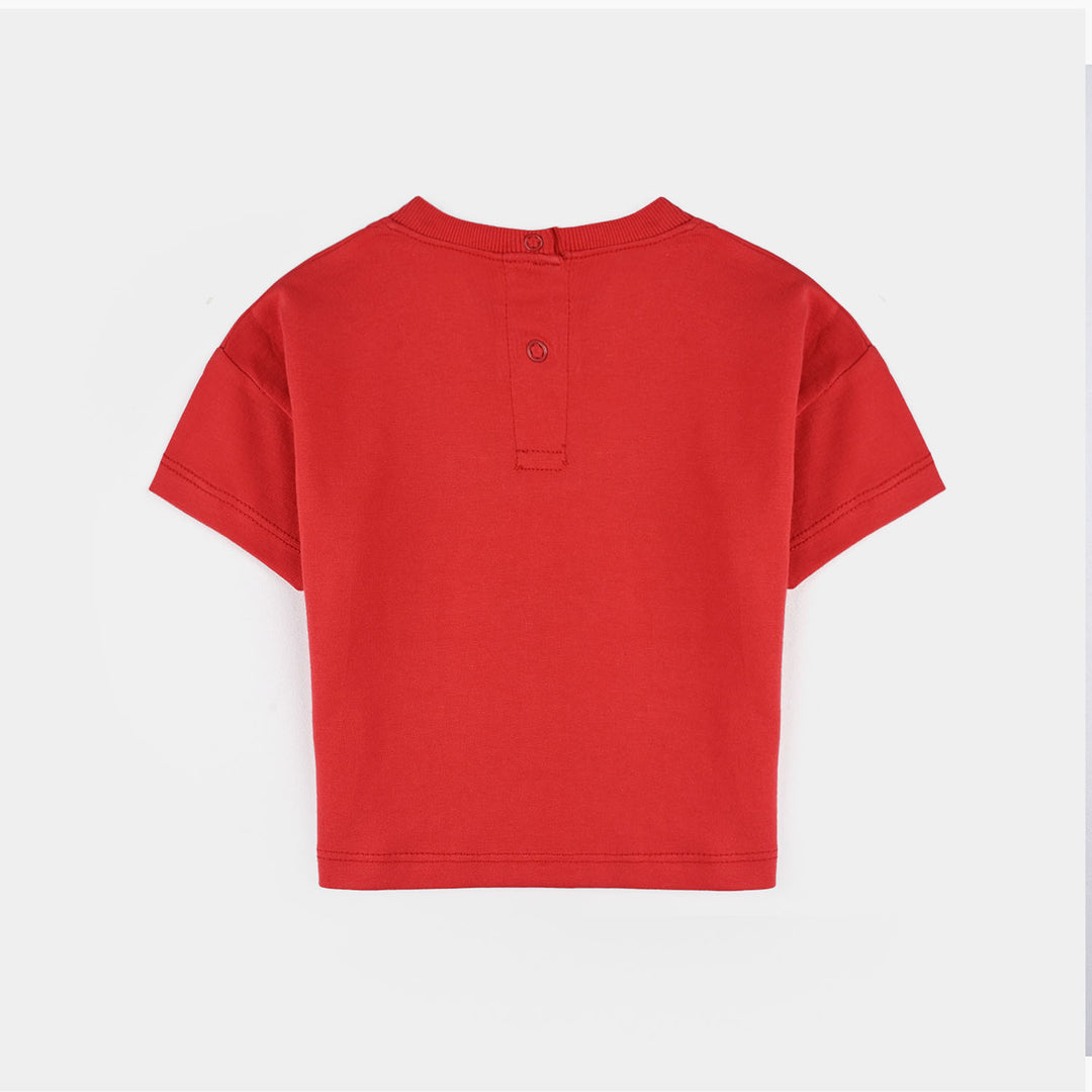 Infant Girls Cotton Jersey T-Shirt H/S Love-Chines Red