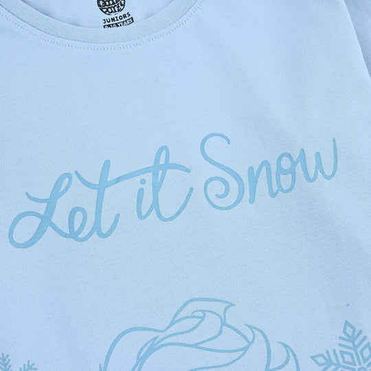 Girls Cotton Jersey T-Shirt F/S Let It Snow - Blue Bell