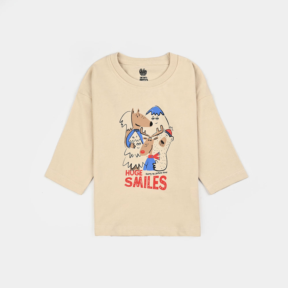 Infant Boys Cotton Jersey T-Shirt - Wood Ash
