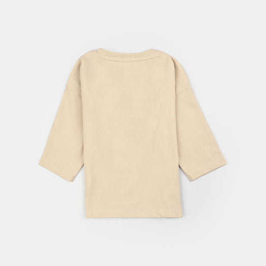 Infant Boys Cotton Jersey T-Shirt F/S Huge Smiles-Wood Ash