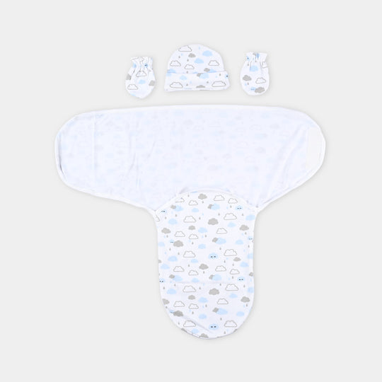 Baby Swaddle with Cap & Mittens Set