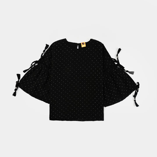 Girls Georgette Casual Top Black Star Dust