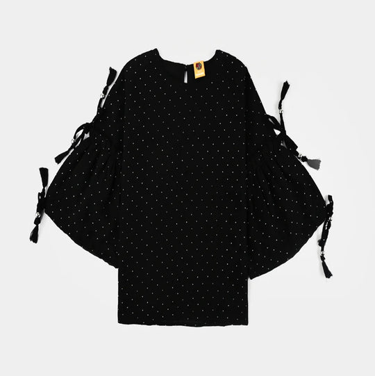 Girls Georgette Casual Top Black Star Dust