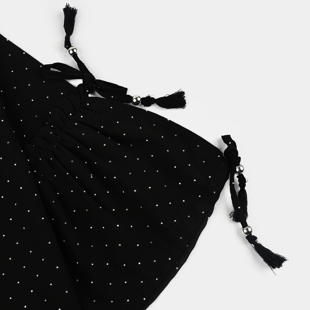 Girls Georgette Casual Top Black Star Dust