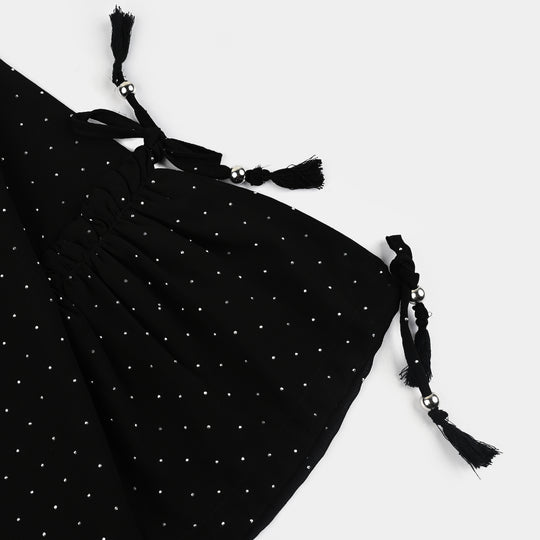 Girls Georgette Casual Top Black Star Dust